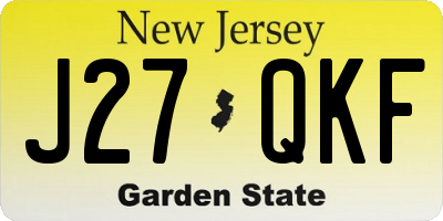 NJ license plate J27QKF