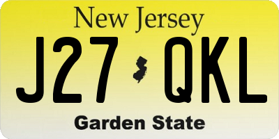NJ license plate J27QKL