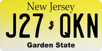 NJ license plate J27QKN