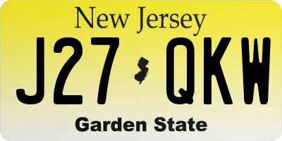 NJ license plate J27QKW