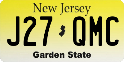 NJ license plate J27QMC