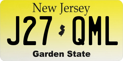 NJ license plate J27QML