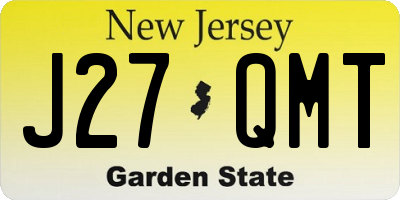 NJ license plate J27QMT