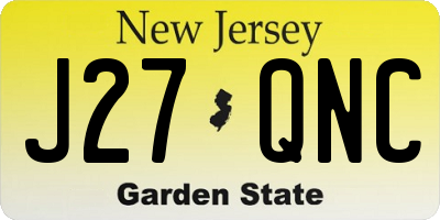 NJ license plate J27QNC