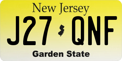 NJ license plate J27QNF