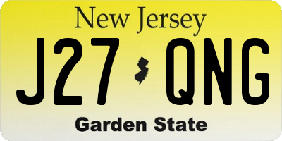 NJ license plate J27QNG
