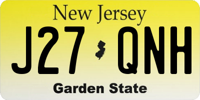NJ license plate J27QNH