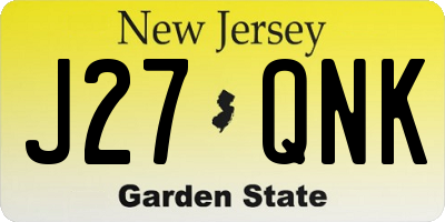 NJ license plate J27QNK