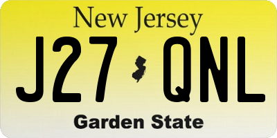 NJ license plate J27QNL