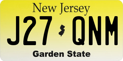 NJ license plate J27QNM