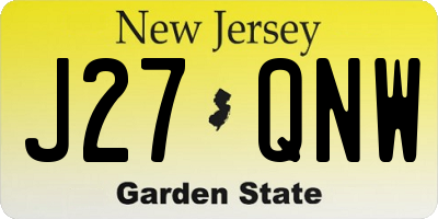 NJ license plate J27QNW