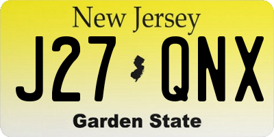 NJ license plate J27QNX