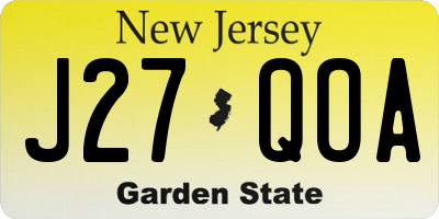 NJ license plate J27QOA