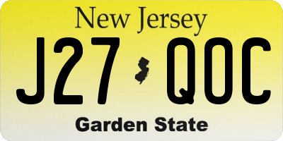 NJ license plate J27QOC
