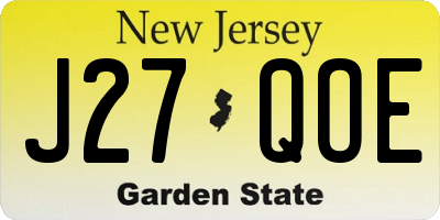 NJ license plate J27QOE
