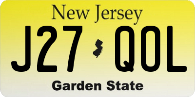 NJ license plate J27QOL