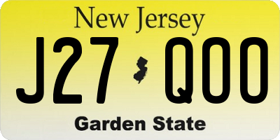 NJ license plate J27QOO