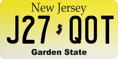 NJ license plate J27QOT