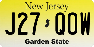 NJ license plate J27QOW
