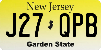 NJ license plate J27QPB