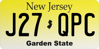 NJ license plate J27QPC