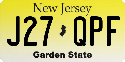 NJ license plate J27QPF