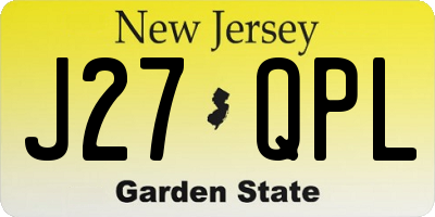 NJ license plate J27QPL