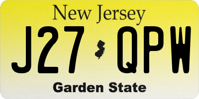 NJ license plate J27QPW