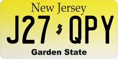 NJ license plate J27QPY