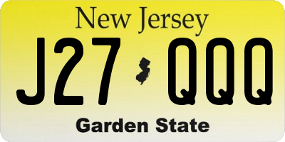 NJ license plate J27QQQ