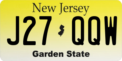 NJ license plate J27QQW