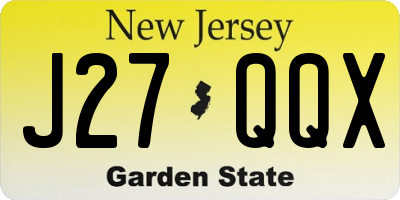 NJ license plate J27QQX