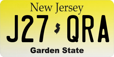 NJ license plate J27QRA