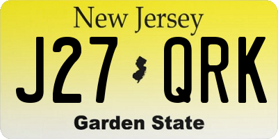 NJ license plate J27QRK