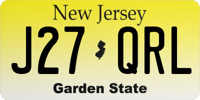 NJ license plate J27QRL