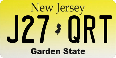 NJ license plate J27QRT
