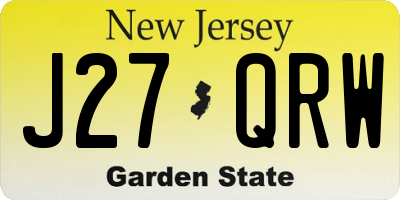 NJ license plate J27QRW