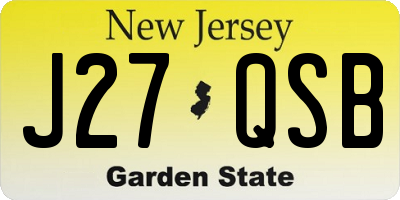 NJ license plate J27QSB