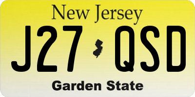 NJ license plate J27QSD
