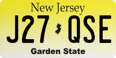 NJ license plate J27QSE