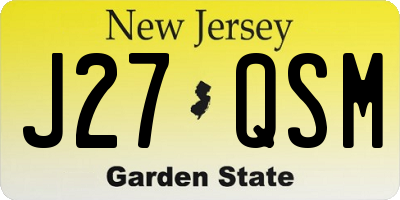 NJ license plate J27QSM