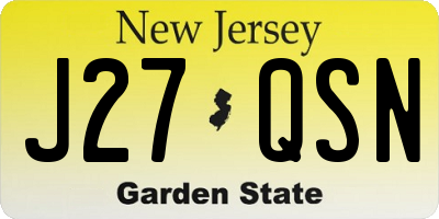 NJ license plate J27QSN