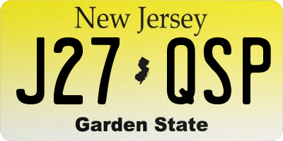 NJ license plate J27QSP