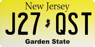 NJ license plate J27QST