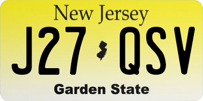 NJ license plate J27QSV