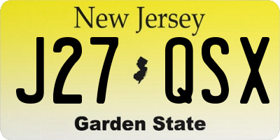 NJ license plate J27QSX