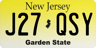 NJ license plate J27QSY