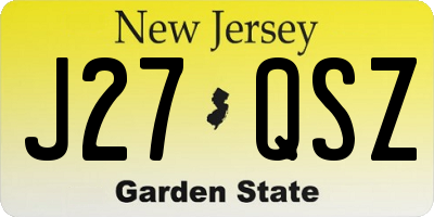 NJ license plate J27QSZ
