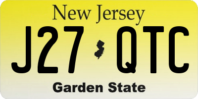 NJ license plate J27QTC