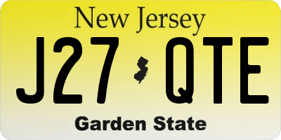 NJ license plate J27QTE
